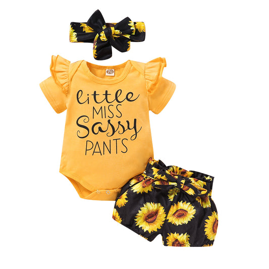 Sassy Sunflower Print Romper Set