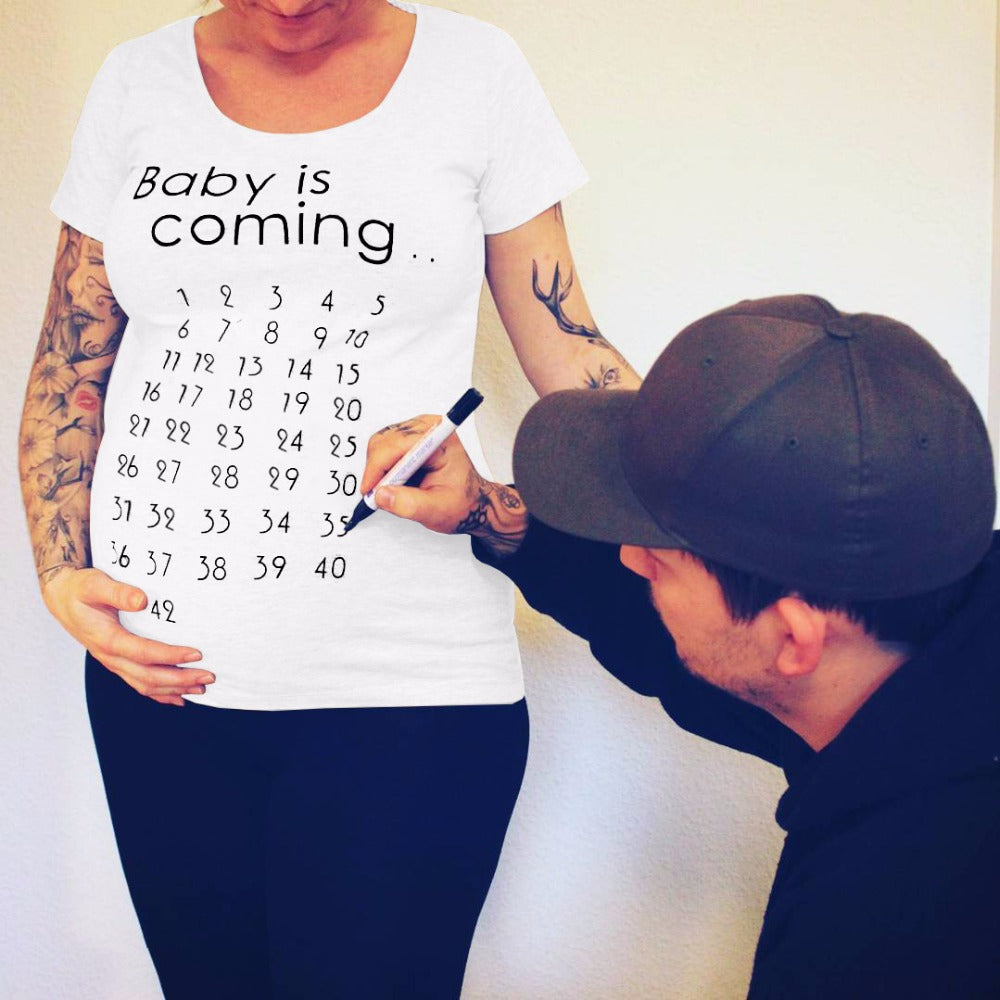 Baby Is Coming Pregnancy Week Tracker T-shirt